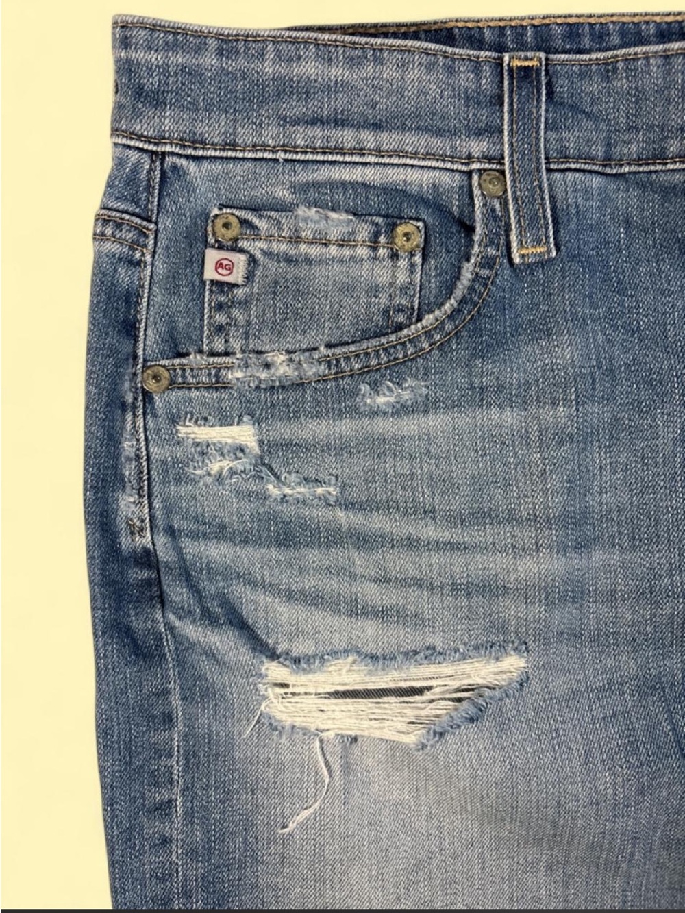 AG Adriano Goldschmied Blue Distressed Denim Mini Skirt - Picture 4 of 7
